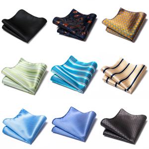 고급 브랜드 스카프 남자 진한 파란색 줄무늬 만우절 맞는 공식 파티 포켓 스퀘어 손수건 정장 액세서리