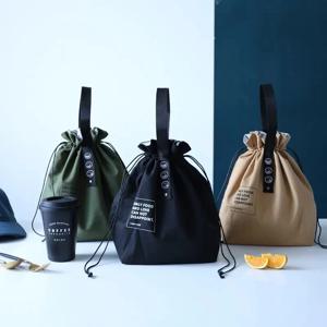 캔버스 도시락 가방 도시락 상자 핸드백 야외 휴대용 피크닉 저녁 식사 용기, 학교 신선도 유지 식품 보관 토트 액세서리