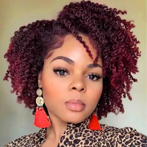 곱슬 머리 옆 부분 짧은 곱슬 머리 합성 머리 코스프레 여성 가발, 버건디 옆 부분 검은 가발 판매
