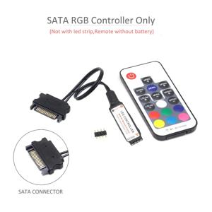 DC 12V SATA RGB LED 컨트롤러 RF17 키 리모컨 무선 대형 4핀 몰렉스 컨트롤러 PC 팬 컴퓨터 케이스 5050 스트립 조명용