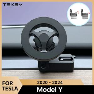 Tesla Model Y 2024 2023 2022 iPhone 15 14 13 12 Pro Max 용 강력한 자기 전화 홀더 독특한 디자인 공기 배출구베이스 포함