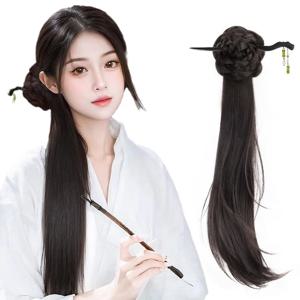 머리핀 포니 테일 헤어 익스텐션 18 인치 물결 모양의 클로 클립 포니 테일 합성 머리 미니 클로 클립이있는 중국 스타일 사이드 포니 테일