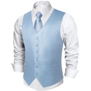 패션 턱시도 세트 조끼, 넥타이 손수건, 블루 그린, 단색, 레드, 블랙, 실버 핑크, 페이즐리, 결혼식 무도회용 럭셔리 조끼