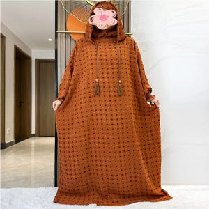 최신 라마단 부드러운 목화기도 Abaya 더블 모자 두바이 터키 이슬람기도 의류 패브릭 드레스 이슬람 여성 드레스 Kaftan