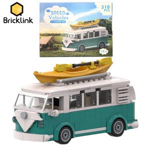 브릭링크 MOC 10220 스피드 테크니컬 카 VW T1 캠퍼 밴 시티 캠프 트럭 창의적인 세트 박스 포함 블록 장난감 선물