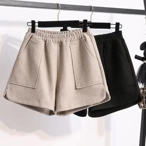 여성용 울 반바지 가을 겨울 신상품 신축성 있는 허리 플러스 사이즈 패셔너블 슬림 와이드 레그 부츠컷 바지