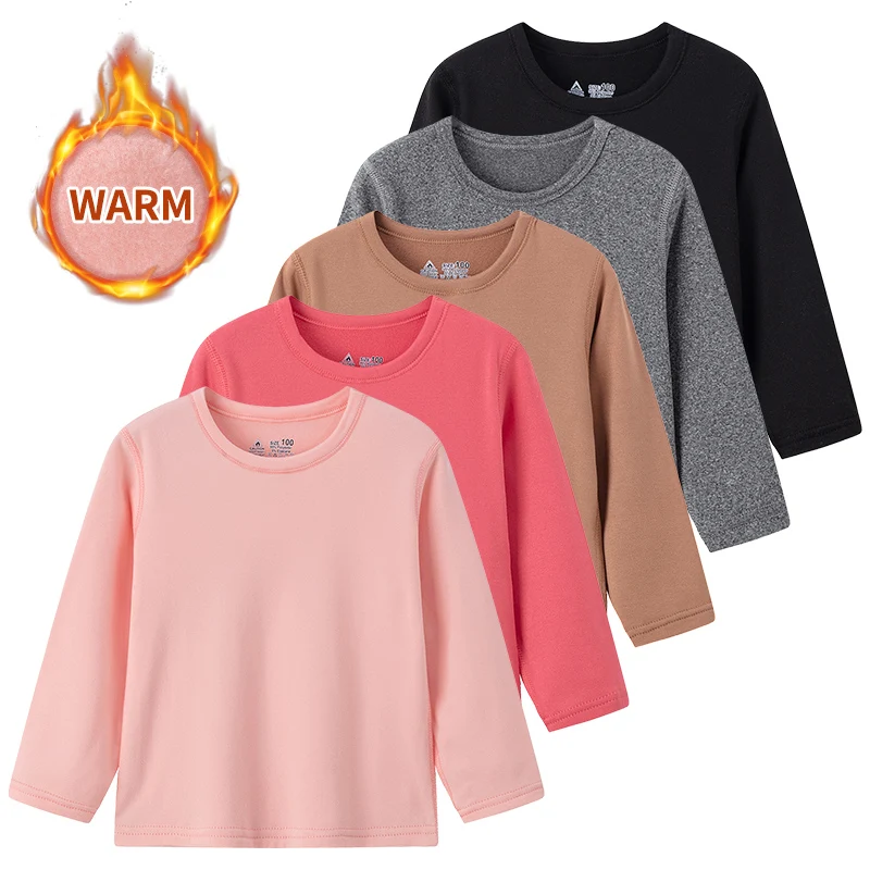 1/3/5 팩 아동용 솔리드 컬러 긴 소매 티셔츠 소년 캐주얼 조커 바닥 셔츠 소녀의 편안한 형제 및 자매