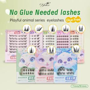 Yelix DIY 무접착제 인조 속눈썹, 자연스러운 속눈썹, 만화 속눈썹, 부드러운 인조 속눈썹, 데일리 메이크업