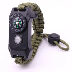 Paracord 팔찌 패스너 몰리 가방 버클 긴급 생존 도구에 대한 군사 배낭 걸쇠 SOS 플래시 라이트 휘슬 나침반