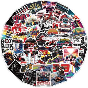 50PCS F1 포뮬러 원 쿨 스피드 레이싱 스티커 자동차 오토바이 자전거 가방 물병 DIY 방수 스티커