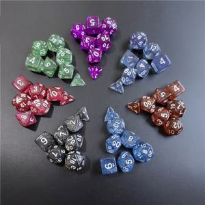TRPG 던전 앤 드래곤 게임 투명 플래시 포인트 주사위, 아크릴 세트, D4, D6, D8, D10, D12, D20, 1 세트, 7 PCs