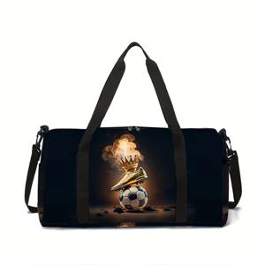 대형 여행 가방 축구 패턴 다기능 더플 토트 백 핸드백 소년/소녀를위한 방수 체육관 가방 어린이 피트니스 가방