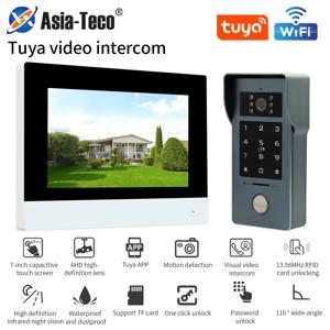 투야 앱 WiFi 비디오 인터콤 시스템 키트 2선식 아날로그 도어폰 1080P HD 해상도 2M 컬러 터치 스크린 모니터 7/10인치