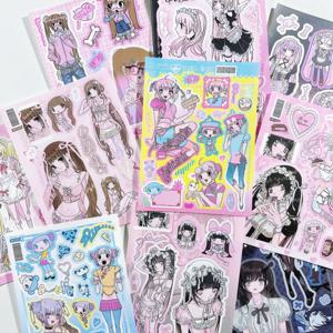 한국어 새로운 도미 스티커 귀여운 소녀 섹시한 캐릭터 스티커 핸드 계정 전화 케이스 일기 플래너 스크랩북 DIY 장식 스티커