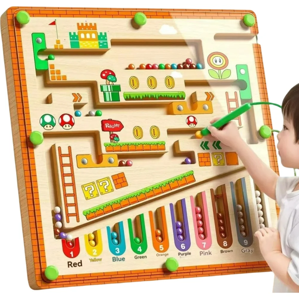 어린이 자석 미로 워킹 볼 아기 집중력 훈련, 쓰기 논리 사고 3-4 세 조기 교육 퍼즐