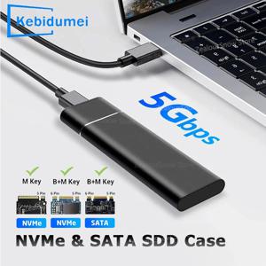 듀얼 프로토콜 M2 SSD 케이스 M.2 NVMe SATA SSD 외장 케이스 어댑터 10Gbps USB 3.1 타입 C 외장 인클로저 M 및 B&M 키 지원