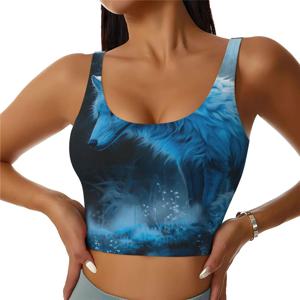 여성용 스포츠 조끼, 탈착식 패드가 포함된 매끄럽고 편안한 요가 조끼 - 매직 블루 폭스