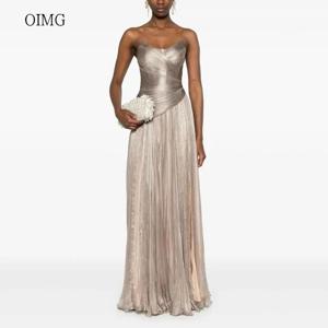 OIMG 우아한 Strapless A 라인 댄스 파티 드레스 민소매 Pleated 공식 파티 가운 바닥 길이 이브닝 드레스 2025 맞춤형