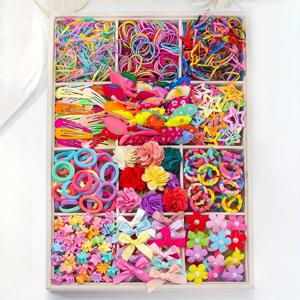 여아용 귀엽고 달콤한 컬러풀한 그물망 고탄성 머리끈 830/876개 |   활, 꽃, 별 클립 액세서리