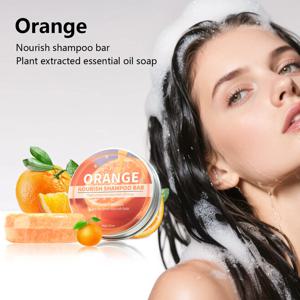 스위트 오렌지 에센셜 오일 식물 샴푸 바, 딥 클렌징 샴푸 비누 수제 비누, 푹신한 샴푸 및 헤어 케어 비누