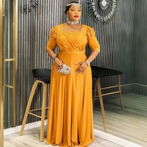플러스 사이즈 아프리카 파티 드레스 여성용 2025 신상 패션 하프 슬리브 웨딩 이브닝 가운 우아한 터키 무슬림 맥시 드레스