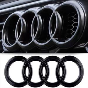 아우디 실버/블랙 ABS 4링 엠블럼 자동차 앞 후드 배지 트렁크 리어 엠블럼 스티커 TTA3 A4 A5 A6 A에 적합