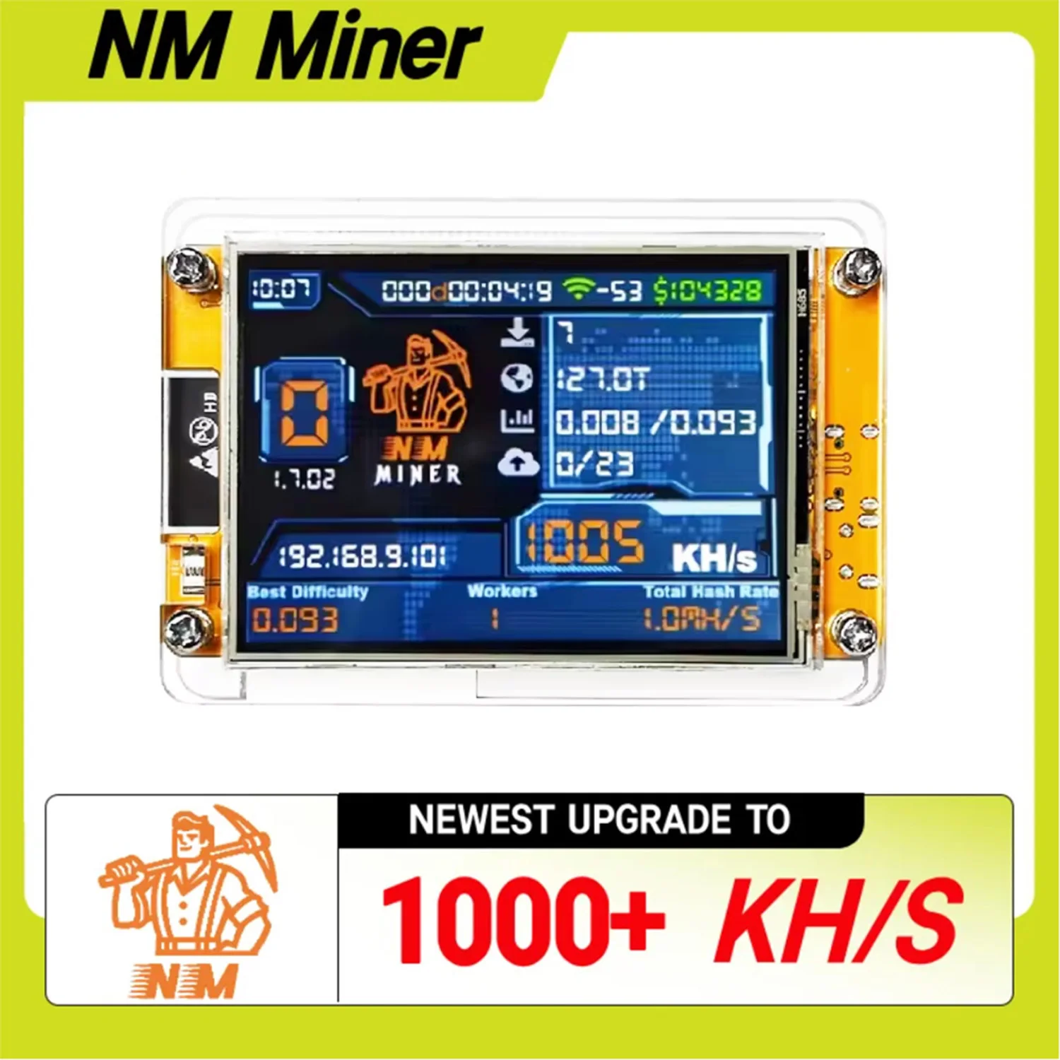 NMMiner NerdMiner V2 해시레이트 럭키 마이너 ESP32 2.8인치 스마트 디스플레이 암호화 솔로 복권 1010KH/s Bitcoin ESP32-2432S028R DROOM