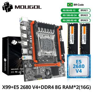 MOUGOL 새로운 X99 마더보드 세트, Intel Xeon E5 2680 V4 및 DDR4 16G(8G*2) 2133MHz 듀얼 채널 RAM M.2 NVME 데스크탑 호스트용