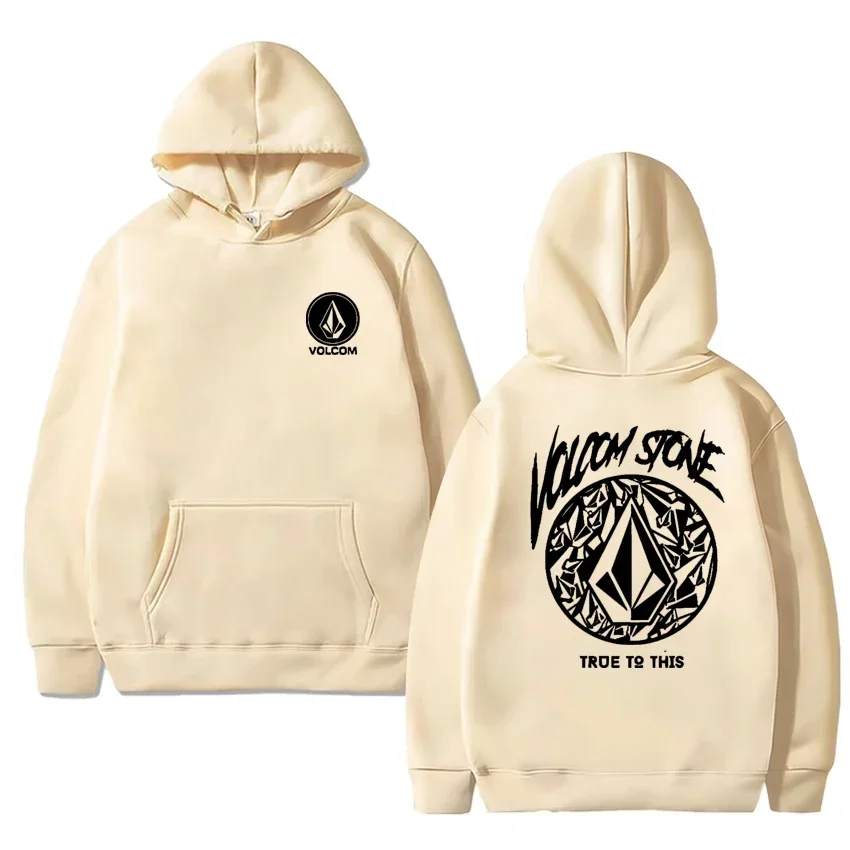 Volcom 남성용 오버사이즈 긴팔 후드티 힙합 패션 캐주얼 스트리트 야외 Y2K 플리스 가을 및 겨울 스웨트셔츠 의류