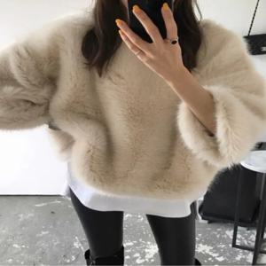 가을 겨울 여성용 레이지 패션 루즈 퍼 코트 따뜻한 부드러운 플러시 스웨트셔츠 밍크 퍼 아우터웨어 캐주얼 출퇴근 스타일