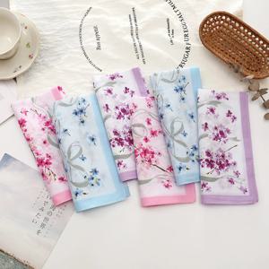 3/6개입 순면 43CM 컬러 프린트 여성용 손수건 일본식 작고 신선한 땀 닦는 얇은 손수건