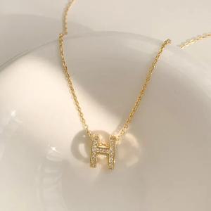 H자 펜던트 목걸이, 인셋 쇄골 체인 포함, 니치 디자인 쇄골 체인, 패셔너블한 의류 목걸이