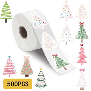 500개 크리스마스 트리 롤 스티커 만화 노트북 전화 레트로 자전거 커피 스케이트보드 개인화 예술 방수 스티커