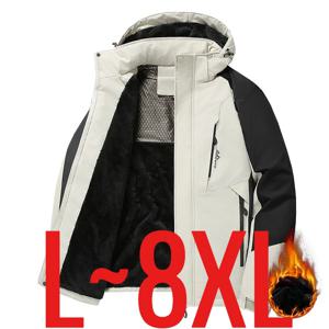 대형 사이즈 8XL 겨울 자켓 남성 후드 점퍼 방풍 남성 방수 방풍 따뜻한 플리스 빅 플러스 보온 아웃도어 코트