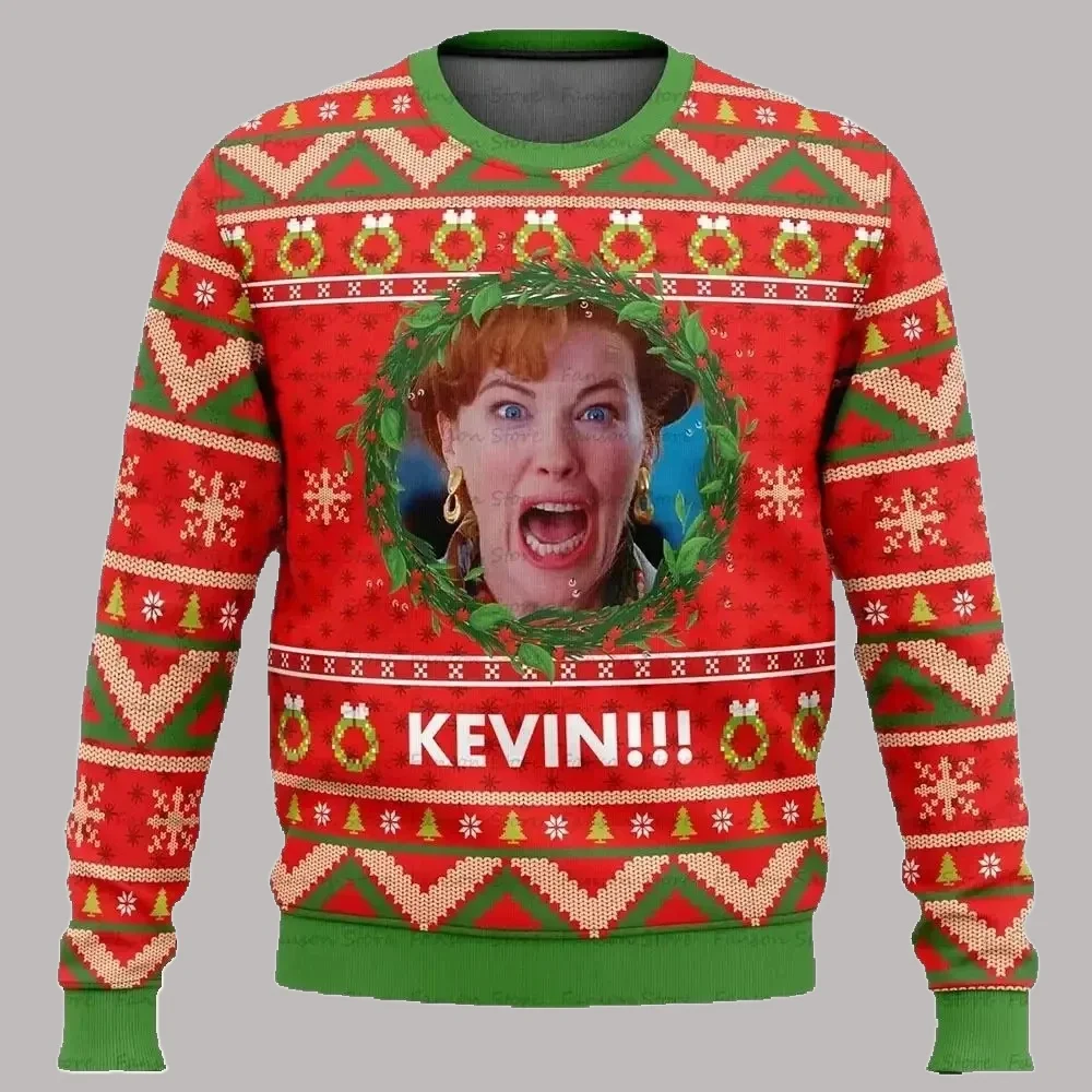 가을과 겨울 메리 크리스마스 홈 알론 어글리 크리스마스 스웨터 만화 애니메이션 여성 남성 풀오버 탑 후디 스웨트셔츠