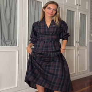 캐주얼 플리츠 체크 레이스업 수트 여성 우아한 롱 랜턴 슬리브 슬림핏 세트 2025 가을 오피스룩 출퇴근 의상