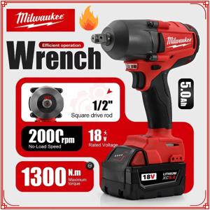 밀워키 전동 렌치 대형 토크 1300NM 브러시리스 임팩트 렌치 자동차 트럭 수리 전동 공구 18V 배터리