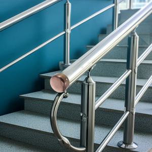 2개입 스테인리스 스틸 난간 끝마개 부식 방지 계단 난간 끝용 쉬운 설치 원형 난간 끝마개 난간 고정
