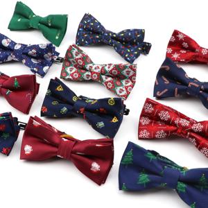 망 크리스마스 나비 넥타이 고품질 자카드 짠 빨간색 파란색 부모-자식 Bowtie 세트 축제 테마 산타 클로스 넥타이 액세서리
