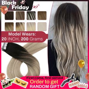 Morewoo-인모 익스텐션 테이프, 100% 리얼 헤어 레미 브라질 헤어 14-24 인치 스트레이트 천연 접착제 테이프 확장 테이프 테이프 붙임머리  붙임머리 피스