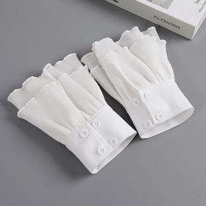 자수 레이스 데이지 가짜 슬리브 DIY 분리형 커프스 탄성 야생 손목 Pleated Organ 로리타 가짜 슬리브 커프 확장