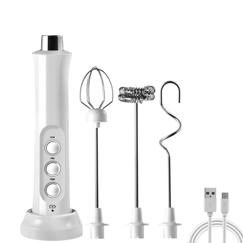 3 In 1 휴대용 충전식 전기 우유 Frother 폼 메이커 핸드 헬드 폼 메이커 고속 음료 믹서 커피 Frothing Wand