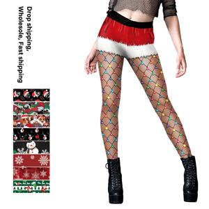 VIP 패션 여성 코스프레 크리스마스 벨트, 3D 프린트 선물 레깅스, 크리스마스 눈송이 패턴, 신축성 스키니 운동 바지