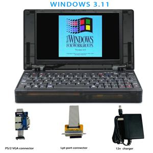 포켓 386 windows3.11/95 시스템 레트로 노트북 컴퓨터 OPL3 사운드 카드 VGA IPS 스크린 통합 마우스