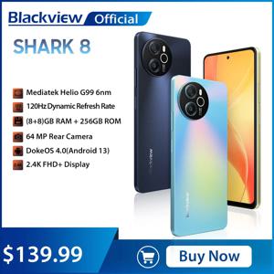 블랙뷰 SHARK 8 스마트폰 안드로이드13 G99 휴대폰 6.78인치 120Hz 2.4K 디스플레이 16GB(8+8) 램 256GB 저장용량 64MP 카메라 폰