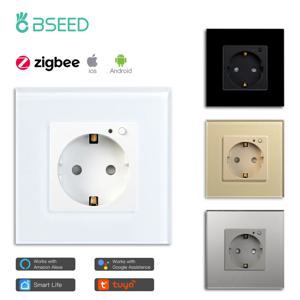 BSEED 단일 ZigBee 에너지 모니터 벽면 소켓 이중 스마트 미터 소켓 Google 스마트 라이프 App 제어 Alexa 트리플 소켓 EU