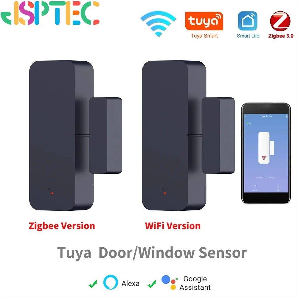 Tuya Zigbee Wifi 도어 센서 창 항목 센서 보안 도난 자기 센서 알람 스마트 라이프 Alexa Google 홈으로 작동