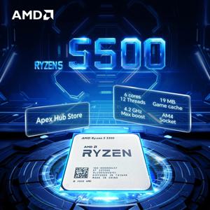 신형 AMD 라이젠 5 5500 6코어 12스레드 AM4 B550 호환 3.6GHz 65W 7NM L3=16M R5 5500 게이밍 프로세서 DDR4 팬 없음