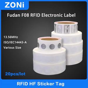 RFID HF 습식 상감 태그, RFID NFC 스티커 라벨, 전자 라벨 하이 퀄리티 UID 태그, 재작성 가능, ISO14443A, 13.56MHz, 20PCs
