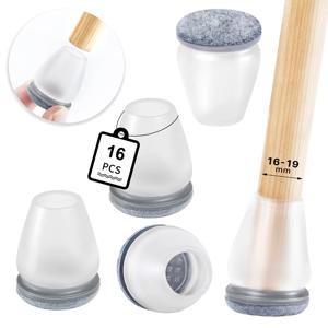 두꺼운 랩 펠트 패드가있는 16PCS 의자 다리 바닥 보호대 실리콘 가구 발 커버 테이블 피트 바닥 보호
